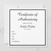 カスタマイズ可能な正方形のCertificate of Authenticity