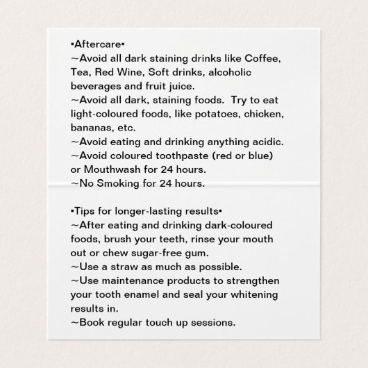 カスタマイズ可能な歯の白化後のケア 名刺 (内部フラット)