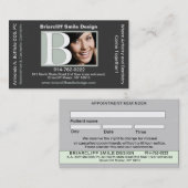 カスタマイズ可能な歯科アポイントメントの名刺 予約カード (正面/裏面)