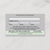カスタマイズ可能な歯科アポイントメントの名刺 予約カード (裏面)