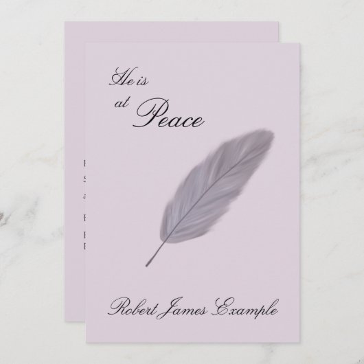 カスタマイズ可能な死の発表(羽根) 案内状 (正面/裏面)