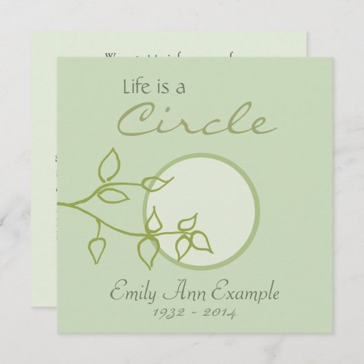 カスタマイズ可能な死亡の離れ発表() 案内状 (正面/裏面)