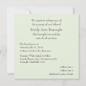 カスタマイズ可能な死亡の離れ発表() 案内状 (裏面)