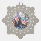 カスタマイズ可能な母の娘Taupeメリークリスマス オーナメントカード (正面)