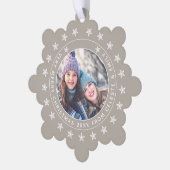 カスタマイズ可能な母の娘Taupeメリークリスマス オーナメントカード (左)