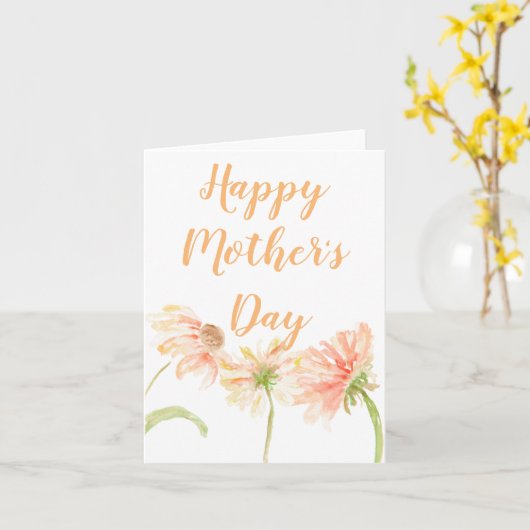 カスタマイズ可能な母の日のデイジーの水彩画カード カード (黄色い花)