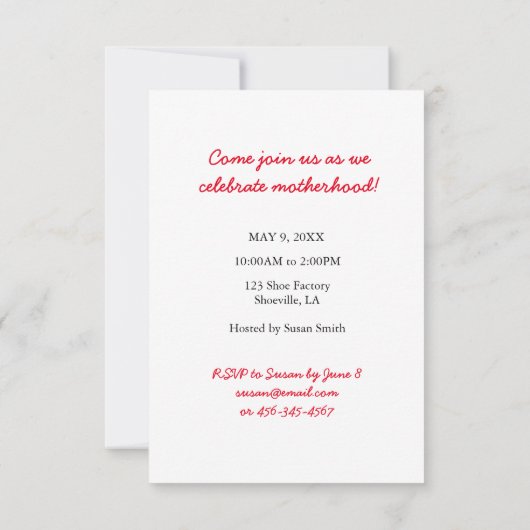 カスタマイズ可能な母の日のブランチへの招待 招待状 (裏面)