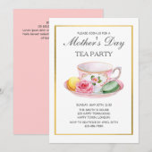 カスタマイズ可能な母の日茶パーティー 招待状 (正面/裏面)