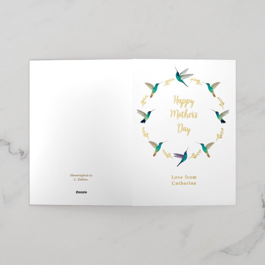 カスタマイズ可能な母の日 箔グリーティングカード (外側レイダウン)