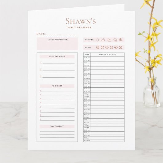 カスタマイズ可能な毎日のプランナーのダウンロード カード (黄色い花)