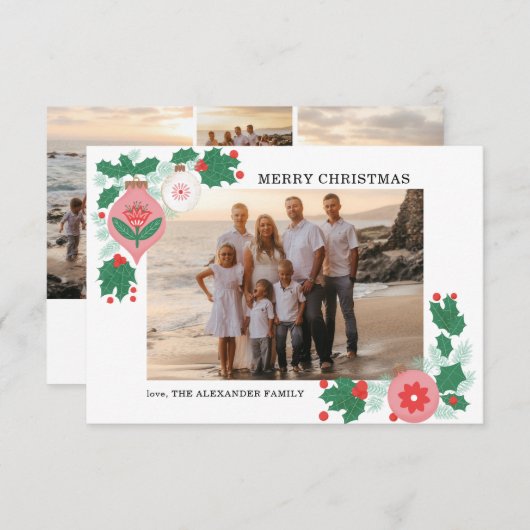 カスタマイズ可能な民俗クリスマスフォトカード 案内状 (正面/裏面)