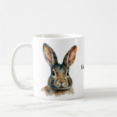 カスタマイズ可能な水の色ウサギポートレートマグ コーヒーマグカップ (左)