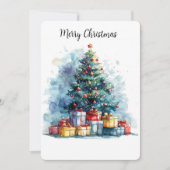 カスタマイズ可能な水の色クリスマスツリー シーズンカード (正面)