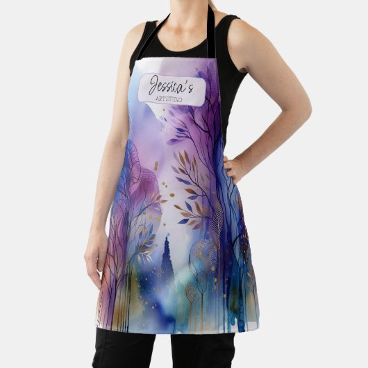 カスタマイズ可能な水カラー抽象芸術ツリーズアートスタジオ エプロン (インサイチュ)