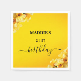カスタマイズ可能な水仙3月誕生花誕生日 スタンダードカクテルナプキン