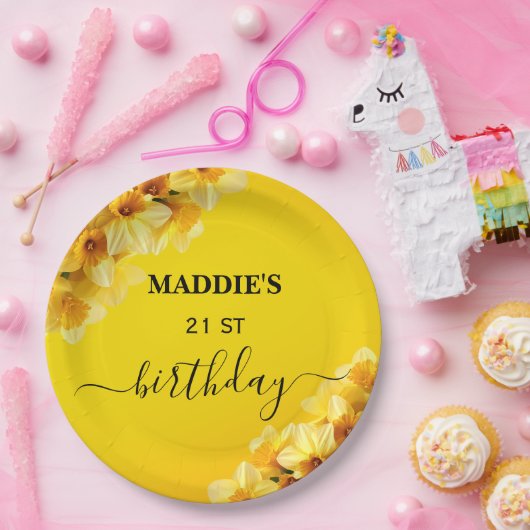 カスタマイズ可能な水仙3月誕生花誕生日 ペーパープレート (パーティー)