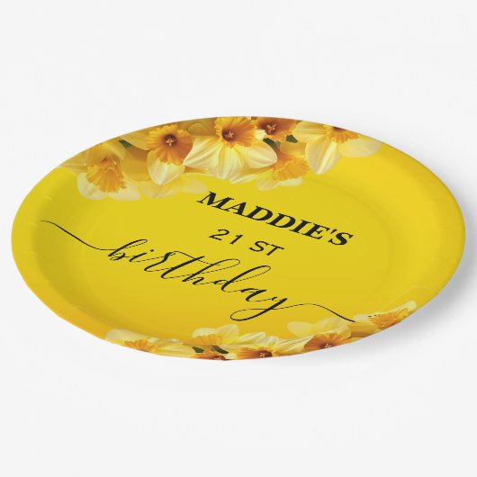 カスタマイズ可能な水仙3月誕生花誕生日 ペーパープレート (アングル)
