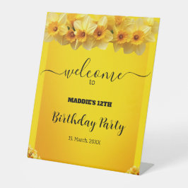 カスタマイズ可能な水仙3月誕生花誕生日 台座サイン