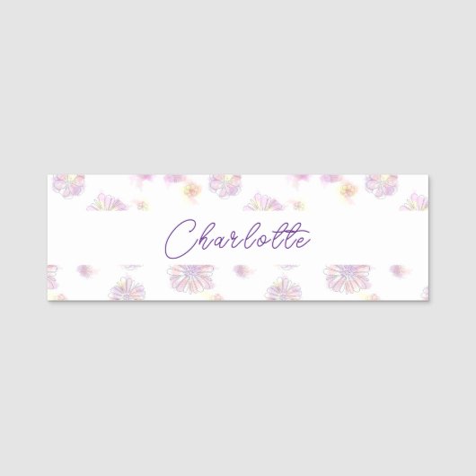 カスタマイズ可能な水彩の花パーソナライズされた 名札 (正面)