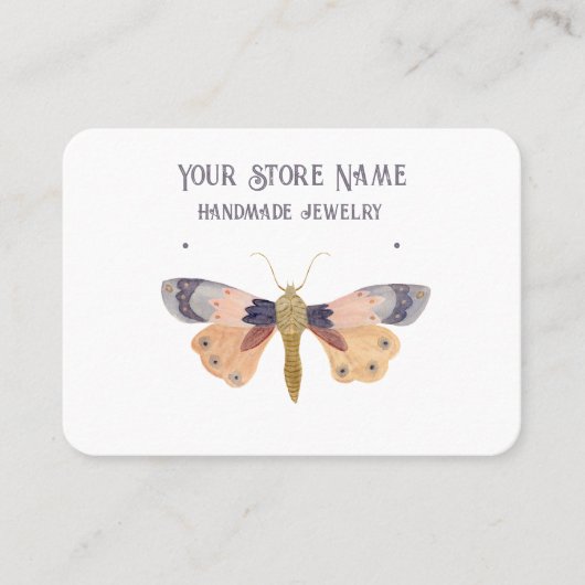 カスタマイズ可能な水彩の蛾のジュエリー表示 名刺 (正面)