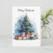 カスタマイズ可能な水彩クリスマスツリー シーズンカード (スタンド正面)