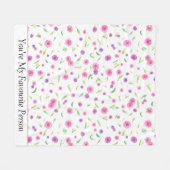 カスタマイズ可能な水彩フローラ毛布 – ギフト フリースブランケット (正面(横))