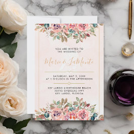 カスタマイズ可能な水彩フローラ結婚式招待状 招待状