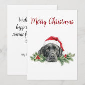 カスタマイズ可能な水彩画のサンタクロースのブラックラボ シーズンカード (正面/裏面)