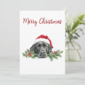 カスタマイズ可能な水彩画のサンタクロースのブラックラボ シーズンカード (スタンド正面)