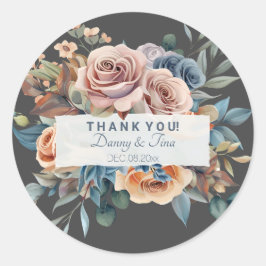 カスタマイズ可能な水彩花束ステッカー ラウンドシール