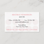 カスタマイズ可能な水玉模様の任意の色（白） 名刺 (裏面)