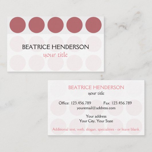 カスタマイズ可能な水玉模様の任意の色（白） 名刺 (正面/裏面)