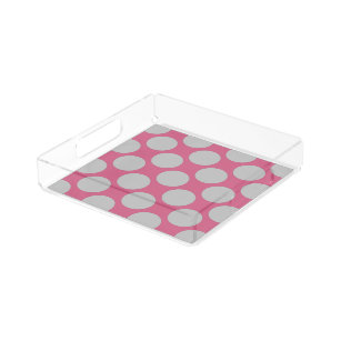 カスタマイズ可能な水玉模様の色をピンクでパターン化 アクリルトレー