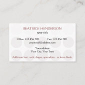 カスタマイズ可能な水玉模様ピンク色 名刺 (裏面)