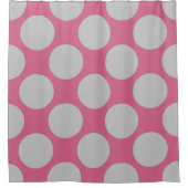 カスタマイズ可能な水玉模様任意の色をピンク色にパターン化 シャワーカーテン (正面)
