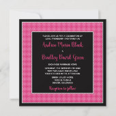 カスタマイズ可能な水玉模様結婚式招待状 – ピンク 招待状 (正面)