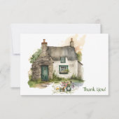 カスタマイズ可能な水色アイルランドコテージ サンキューカード (正面)