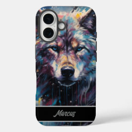 カスタマイズ可能な水色オオカミ iPhone 16ケース
