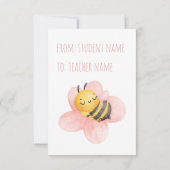 カスタマイズ可能な水色ビー先生サンキューカード サンキューカード (裏面)