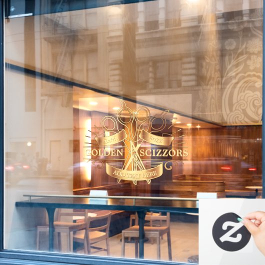 カスタマイズ可能な汎用ゴールドバーバー理容室フロント ウィンドウサイン (カフェ窓)