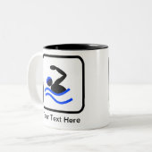 カスタマイズ可能な泳ぐ人ロゴ ツートーンマグカップ (正面左)