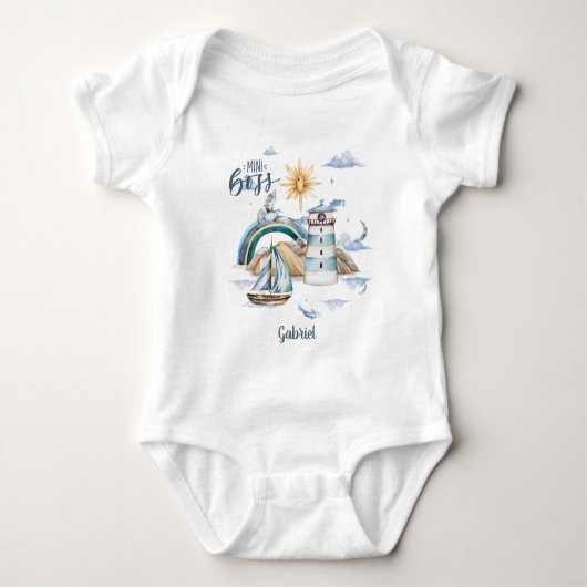 カスタマイズ可能な海の大ボス船 ベビーボディスーツ (正面)