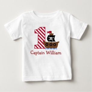 カスタマイズ可能な海賊の最初の誕生日シャツ1年 ベビーTシャツ