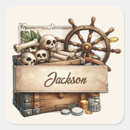 カスタマイズ可能な海賊の賞金シール – パーソナライズ スクエアシール