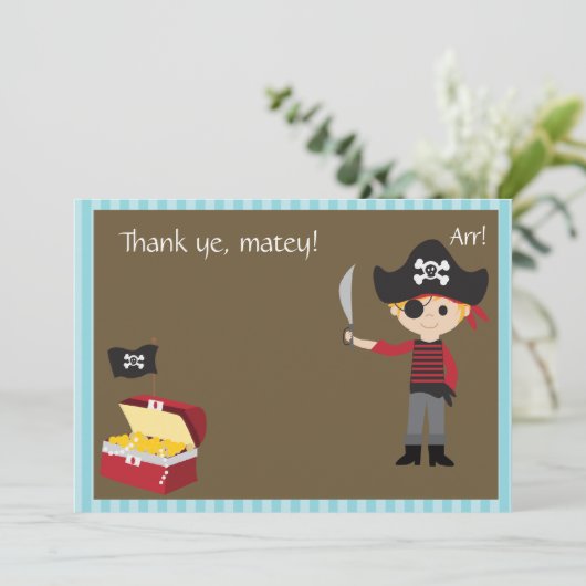 カスタマイズ可能な海賊男の子は感謝していしています サンキューカード (スタンド正面)