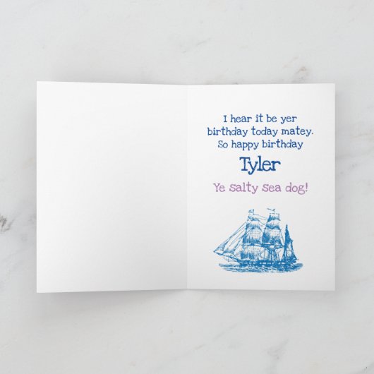 カスタマイズ可能な海賊黒ひげカード カード (内部)