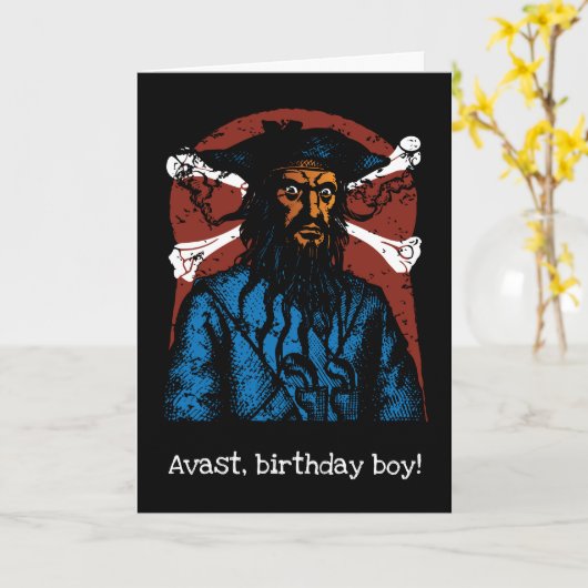 カスタマイズ可能な海賊黒ひげカード カード (黄色い花)