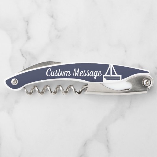 カスタマイズ可能な海軍と白の帆船コルク抜き ソムリエナイフ (裏面)