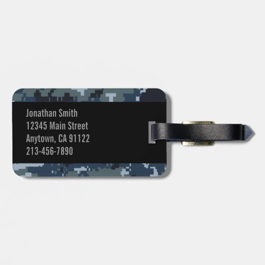 カスタマイズ可能な海軍NWUカムフラージュ ラゲッジタグ (裏面横)