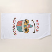 カスタマイズ可能な海都市2024 ビーチタオル (正面)